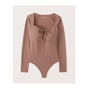 NWT Abercrombie seamless long sleeve bodysuit in taupe (sz S)
